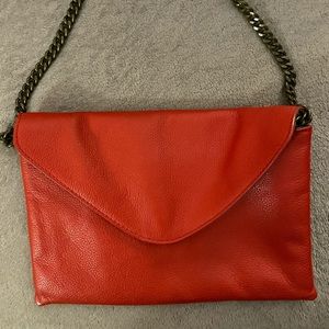 Red leatherette clutch / shoulder bag by J.Crew